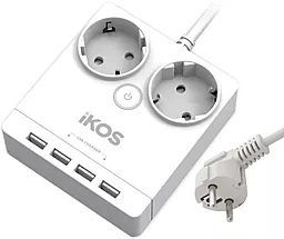 Мережевий зарядний пристрій Ikos 10.5W 2.1A 4xUSB-A White (0005-CEF)