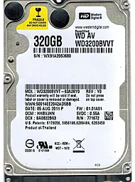 Жорсткий диск для ноутбука Western Digital AV-25 320 GB 2.5 (WD3200BVVT_)