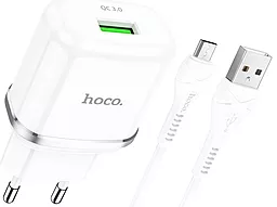 Мережевий зарядний пристрій з швидкою зарядкою Hoco N3 Vigour 3A 18W + Micro USB Cable White - мініатюра 2