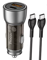 Автомобильное зарядное устройство Hoco NZ8 43W PD25W+QC3.0 USB-C+A + USB-C-C Cable Black
