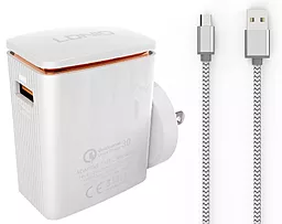 Сетевое зарядное устройство с быстрой зарядкой LDNio A1301Q 18w QC3.0 home charger + USB-C cable white - фото Сетевое зарядное устройство с быстрой зарядкой LDNio A1301Q 18w QC3.0 home charger + USB-C cable white