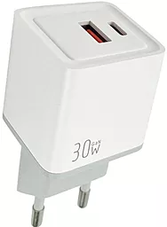Мережевий зарядний пристрій Mibrand MI-30 30w GaN PD USB-C/USB-A ports charger white (MIWC/30UCW)