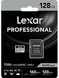 Карта пам'яті Lexar microSDXC 128GB 1066x Silver Class 10 UHS-I U3 V30 A2 + SD-адаптер (LMS1066128G-BNANG)