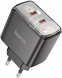 Сетевое зарядное устройство Hoco CS43A 45w PD 2xUSB-C ports fast charger black - фото Сетевое зарядное устройство Hoco CS43A 45w PD 2xUSB-C ports fast charger black