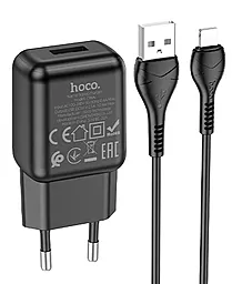 Сетевое зарядное устройство Hoco C96A USB Port 2.1A + Lightning Cable Black