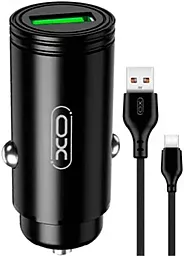 Автомобильное зарядное устройство XO CC39 18w QC3.0 car charger + USB-C cable black