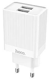 Сетевое зарядное устройство Hoco C51A 2.4a 2xUSB-A ports charger white - фото Сетевое зарядное устройство Hoco C51A 2.4a 2xUSB-A ports charger white