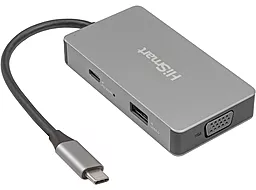 Мультипортовый USB Type-C хаб HiSmart 5-in-1 gray (CA913879) - фото Мультипортовый USB Type-C хаб HiSmart 5-in-1 gray (CA913879)