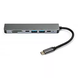 Мультипортовий Type-C хаб Vinga USB-C -> HDMI + 2xUSB 3.0+ SD + TF+ 2xPD (VCPHTC7AL) - мініатюра 4