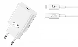 Мережевий зарядний пристрій XO L126 20w PD USB-C home charger + USB-C to Lightning cable white