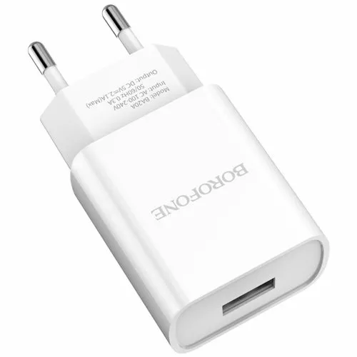 Сетевое зарядное устройство Borofone BA20A Sharp 2.1a home charger white - фото 3