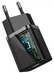 Мережевий зарядний пристрій з швидкою зарядкою Baseus Super Si QC 25W USB-C + USB C-C Cable Black (TZCCSUP-L01) - мініатюра 3
