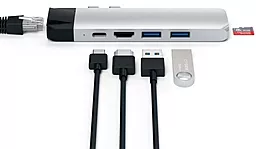 Мультипортовий Type-C хаб Satechi USB-C -> HDMI/USB 3.02/USB Type-C/ Ethernet/Card Reader Silver (ST-TCPHES) - мініатюра 4