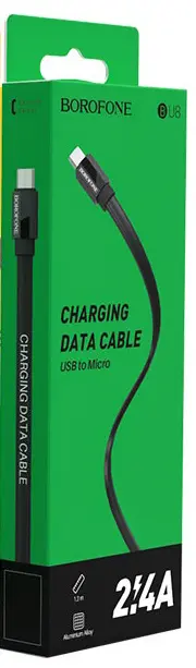 Кабель Borofone BU8 Glory USB-A - micro USB 12w 2.4a 1.2м cable Black - фото 5