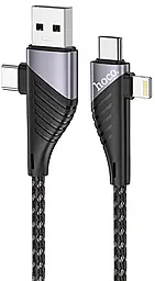 Универсальный USB PD кабель Hoco U95 Freeway 4-in-1 Black USB-A/Type-C to Type-C/Lightning 60w 3a 1.2м PD cable Black