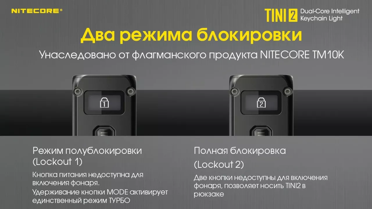 Ліхтарик акумуляторний Nitecore TINI 2 Gray (6-1432_2_grey)	 - фото 9
