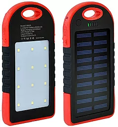 Повербанк MANGO Solar + LED 2USB 6000mAh Black/Red - фото Повербанк MANGO Solar + LED 2USB 6000mAh Black/Red