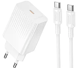 Мережевий зарядний пристрій Borofone BAS75A 30w PD USB-C port charger + USB-C to USB-C cable white - фото Мережевий зарядний пристрій Borofone BAS75A 30w PD USB-C port charger + USB-C to USB-C cable white