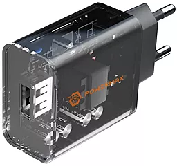 Мережевий зарядний пристрій з швидкою зарядкою Powermax Transparent Basic 18W + USB-C cable Black - мініатюра 2