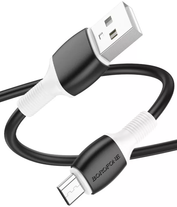 Кабель Borofone BX84 Rise USB-A - micro USB 12w 2.4a 1м cable Black - фото 2