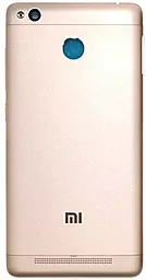 Задняя крышка корпуса Xiaomi Redmi 3S со стеклом камеры Original Gold - фото Задняя крышка корпуса Xiaomi Redmi 3S со стеклом камеры Original Gold