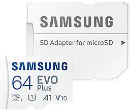 Карта памяти Samsung microSDXC EVO Plus 64GB UHS-I V10 A1 Class 10 + SD-adapter (MB-MC64SA/EU) - фото Карта памяти Samsung microSDXC EVO Plus 64GB UHS-I V10 A1 Class 10 + SD-adapter (MB-MC64SA/EU)