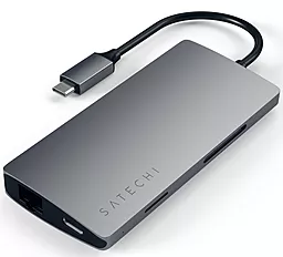 Мультипортовий Type-C хаб Satechi 4К USB-C -> HDMI/USB 3.0/Type-C/Ethernet/Card Reader Space Gray (ST-TCMA2M) - мініатюра 2