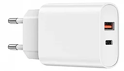 Сетевое зарядное устройство WIWU 20w PD/QC3.0 USB-C/USB-A ports fast charger white (Wi-U002)
