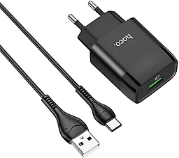 Сетевое зарядное устройство с поддержкой быстрой зарядки Hoco C72Q Glorious 18W 3A + USB-C Cable Black - миниатюра 4