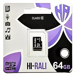 Карта пам'яті Hi-Rali microSDXC 64GB Class 10 (HI-64GBSDCL10-00) - фото Карта пам'яті Hi-Rali microSDXC 64GB Class 10 (HI-64GBSDCL10-00)