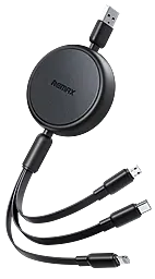 Універсальний кабель Remax RC-C195 Telescopic 3-in-1 USB-A to Type-C/Lightning/micro USB 15w 3a 1.2м cable Black