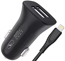 Автомобильное зарядное устройство SkyDolphin SZ09L 15w QC3.0 2xUSB-A ports car charger + Lightning cable black (AZP-000109) - фото Автомобильное зарядное устройство SkyDolphin SZ09L 15w QC3.0 2xUSB-A ports car charger + Lightning cable black (AZP-000109)