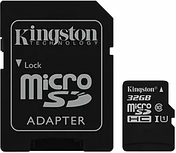 Карта памяти Kingston microSDHC 32GB Class 10 UHS-I U1 + SD-адаптер (SDC10G2/32GB)
