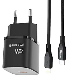 Сетевое зарядное устройство Veron TC-099 20w PD USB-C + USB-C to Lightning cable fast charger black - фото Сетевое зарядное устройство Veron TC-099 20w PD USB-C + USB-C to Lightning cable fast charger black