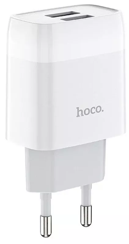 Сетевое зарядное устройство Hoco C73A 2.4a 2xUSB-A ports charger white - фото 1