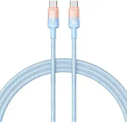 Кабель Baseus Discolor Series USB Type-C - Type-C 100w 5a 2м PD cable Sky Blue (P10374902311-01) - фото Кабель Baseus Discolor Series USB Type-C - Type-C 100w 5a 2м PD cable Sky Blue (P10374902311-01)