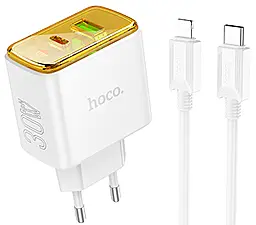 Сетевое зарядное устройство Hoco CS42A 30w PD USB-C/USB-A ports charger + USB-C to USB-C cable white - фото Сетевое зарядное устройство Hoco CS42A 30w PD USB-C/USB-A ports charger + USB-C to USB-C cable white