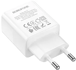 Мережевий зарядний пристрій з швидкою зарядкою Borofone BA77A 30W PD/QC 3A USB-C + USB-C cable White - мініатюра 4
