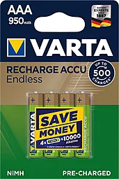 Аккумулятор Varta AAA (R03) Rechargeable Accu Endless (950mAh) Ni-MH 4шт (56683101404) - фото Аккумулятор Varta AAA (R03) Rechargeable Accu Endless (950mAh) Ni-MH 4шт (56683101404)