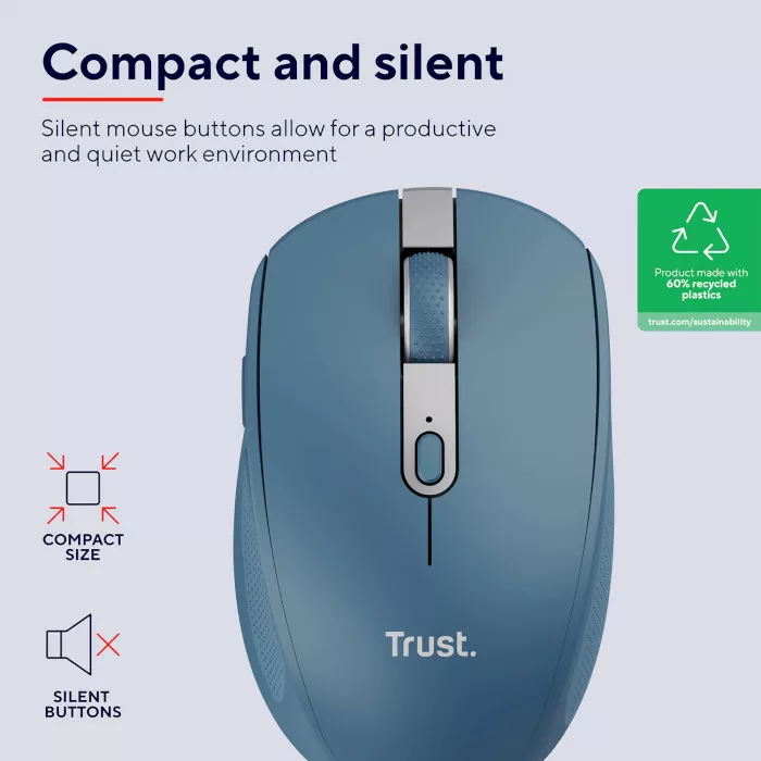 Компьютерная мышка Trust Ozaa Compact Multi-Device Wireless Blue (24934) - фото 8