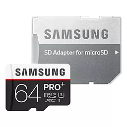 Карта пам'яті Samsung microSDXC 64GB Pro Plus Class 10 UHS-I U3 + SD-адаптер (MB-MD64DA/RU) - фото Карта пам'яті Samsung microSDXC 64GB Pro Plus Class 10 UHS-I U3 + SD-адаптер (MB-MD64DA/RU)