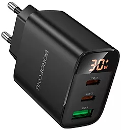Сетевое зарядное устройство Borofone BA98A 30w PD 2xUSB-C/USB-A ports charger black - фото Сетевое зарядное устройство Borofone BA98A 30w PD 2xUSB-C/USB-A ports charger black