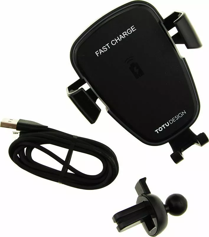 Держатель с беспроводной зарядкой Totu Wireless Charger Car Mount Black - фото 4
