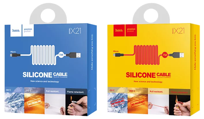 Кабель Hoco X21 Plus Silicone USB-A - micro USB 12w 2.4a 1м cable Black/White - фото 4