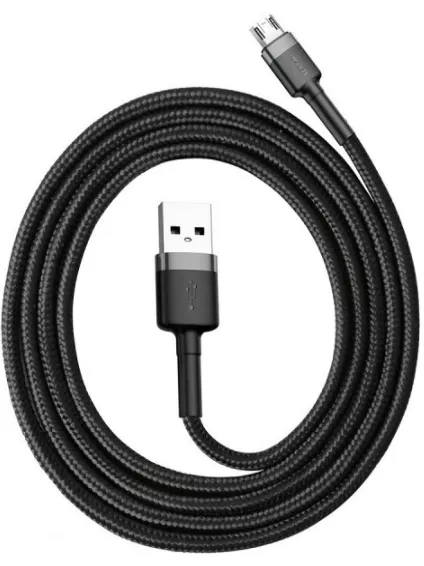 Кабель Baseus Cafule USB-A - micro USB 12w 2.4a 1м cable Grey/Black (CAMKLF-HG1) - фото 3