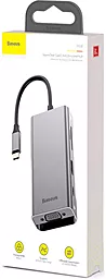 Мультипортовий Type-C хаб Baseus Square Desk USB-C Multifunctional Hub 3USB 3.0, USB-C, VGA, HDMI Deep Gray (CATXF-A0G) - мініатюра 4