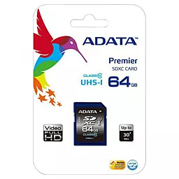 Карта памяти ADATA SDXC 64GB Premier Class 10 UHS-I U1 (ASDX64GUICL10-R) - миниатюра 2