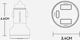 Автомобільний зарядний пристрій Essager ES-CC10 80W PD/QC 2xUSB-A-1xC Grey - мініатюра 5
