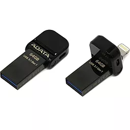 Флешка ADATA USB 3.1 64GB AI920 Jet Black Lightning (AAI92064GCBK) Black - мініатюра 3