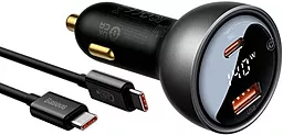 Автомобильное зарядное устройство Baseus Digital Display 140W PD/QC 4.8A USB-A-C + USB-C-C 240W Cable black (CGZX070001) - миниатюра 2